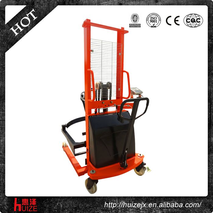 半電動稱重油桶車（夾鐵桶，手搖翻轉倒料）