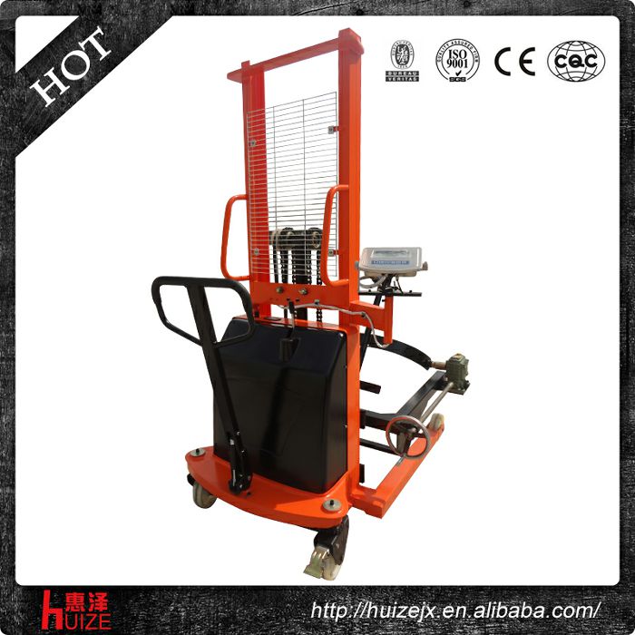 半電動稱重油桶車（夾鐵桶，手搖翻轉(zhuǎn)倒料）